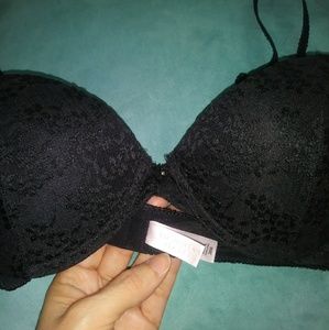 VS black laced push up bra.
